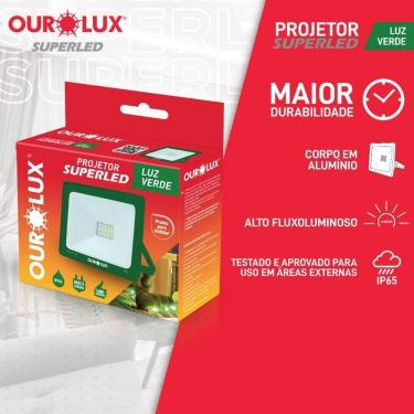 Imagem de Projetor Slim Superled Verde 10 Watts Bivolt - 03280 - Ourolux Refletor Led Slim 10w Bivolt Verde Ourolux