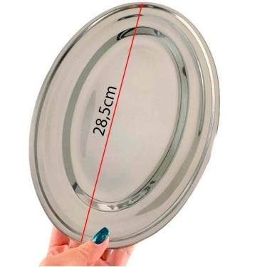 Imagem de Bandeja Travessa Oval De Aço Inox Para Servir Porções 28,5Cm