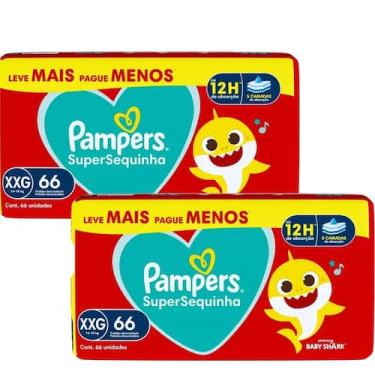 Imagem de Kit 2 Fraldas Descartáveis Pampers Supersequinha Jumbo XXG - 132 Tiras