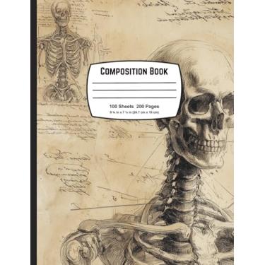 Imagem de Gothic Composition Notebook: Wide Ruled Journal + Sketchbook, Use for School, Work, Ideas, Writing, Drawing, Gothic Witchy Scary Anatomy Design, Vintage Illustrations,