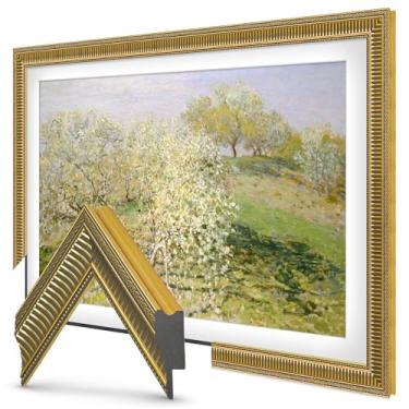 Imagem de Molduras de TV Deco – Moldura fina Empire Gold compatível apenas com Samsung The Frame TV (81.3 cm, serve para TV 2021-2025)