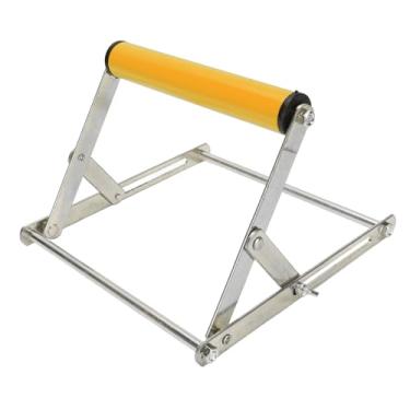 Imagem de Diydeg Suporte para serra de esquadria, suporte dobrável ajustável para serra de mesa, estrutura de suporte para máquina de corte com ajuste de altura de 5 cm a 13,5 cm (Amarelo)
