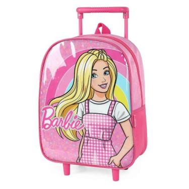 Imagem de Mochila de Rodinhas Barbie Rosa Pink Escolar - Ideal para Crianças - F