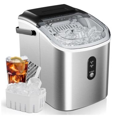 Imagem de Máquina de Gelo que Produz 12 kg em 24H com Função de Autolimpeza, Inclui Cesta e Colher de Gelo, 110V 170W, EUHOMY, Prata