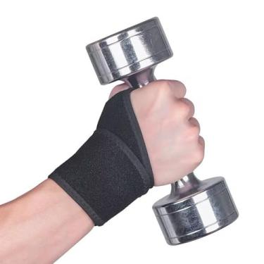 Imagem de Munhequeira Esportiva Ajustável, 36 x 10 cm, Preta, Alta Compressão para Treino e Uso Terapêutico