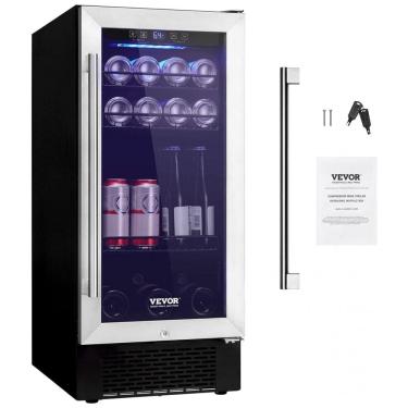 Imagem de Adega Climatizada 85L com Prateleiras Ajustáveis para até 96 Latas, 110V 80W, VEVOR, Prata