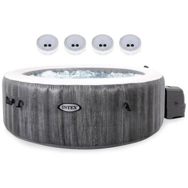 Imagem de Spa Inflável Hidromassagem com Luz LED a Bateria, Intex 28441EP, Cinza