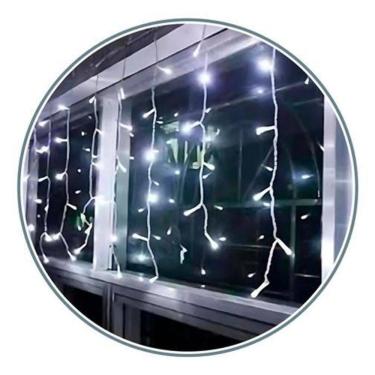 Imagem de Pisca Pisca Cascata 200 Leds 8 Funções Fixa Branca Fria 110V