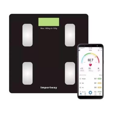 Imagem de Balança Digital Bioimpedância Aplicativo Bluetooth 180Kg