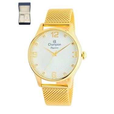 Imagem de Relógio Feminino Champion Dourado Com Kit Bijuteria Cn25716B