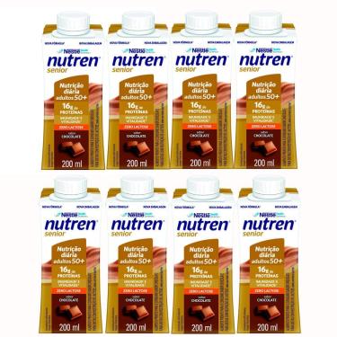 Imagem de Kit 8 Nutren Senior Zero Lactose Sabor Chocolate com 16g de Proteínas 200ml