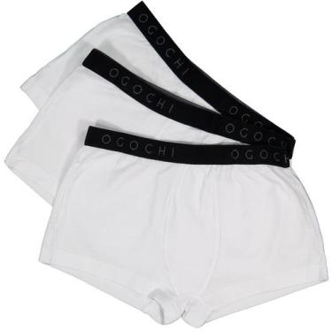 Imagem de Kit 3 Cuecas Boxers Infantil Ogochi em Algodão 2000, Branco, 4