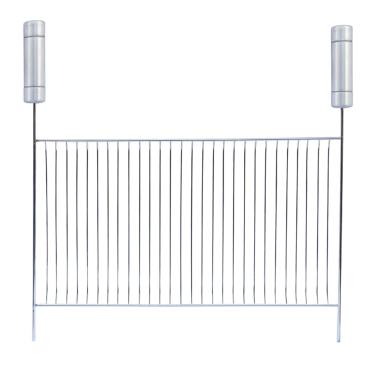 Imagem de Grelha Uruguaia em Aço Carbono Cromado, 48x55cm, Inox, para Churrasco, Cabo de 12cm, Leve 730g, com Ponta de Apoio