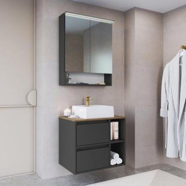 Imagem de Conjunto para Banheiro Gabinete Suspenso 60cm com Cuba Espelheira com 