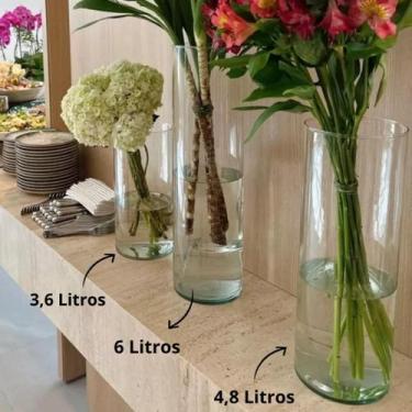 Imagem de Trio Vasos Tubo Vidro Transparente Cilindrico 14x30 para arranjos Flor