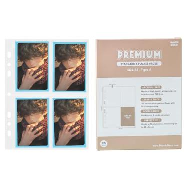 Imagem de Pacote com 25 páginas de bolso de cartão fotográfico para fichários A5 de 6 e 3 anéis, capas de cartão fotográfico K-pop ultratransparentes, páginas de fotos de 4 bolsos duplos, protetor de folha de