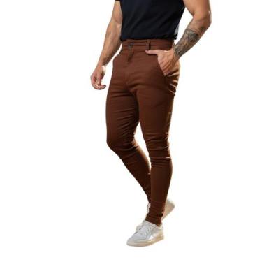 Imagem de Calça Social Masculina Bengaline Skinny Alfaiataria - Volgue, Marrom, 