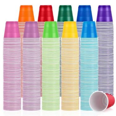 Imagem de Copos de plástico Eaasty 100mL, pacote com 500, descartáveis, 10 cores