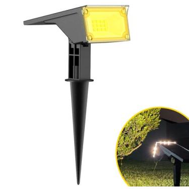 Imagem de Refletor Solar Jardim 6 Leds Verde Amarela 10x Mais Forte Luminária Sp