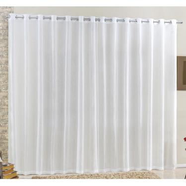 Imagem de Cortina Rubi 4,00m x 2,60m Branca Tecido Voal Linho Detalhada Sala Quarto Leve