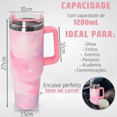 Imagem de Garrafa Térmica 1200ml Inox Estilo Aquarela Degradê Tampa Transparente