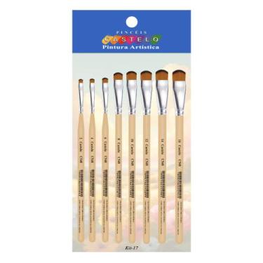 Imagem de Kit c/ 8 Pinceis Lingua de Gato Castelo Pintura