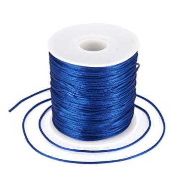 Imagem de Cordão de cetim de 1 mm com acabamento de nylon para nó chinês trançado Kumihimo Macramê Amizade Pulseiras para Fabrico de Joias MidnightBlue