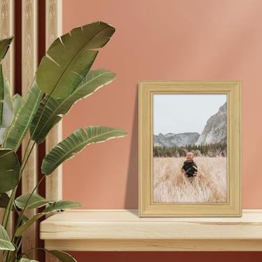 Imagem de Porta-retrato de 8 x 12 cm para decoração de família e escritório, suporte de parede para exibição de mesa e fotos (cáqui)