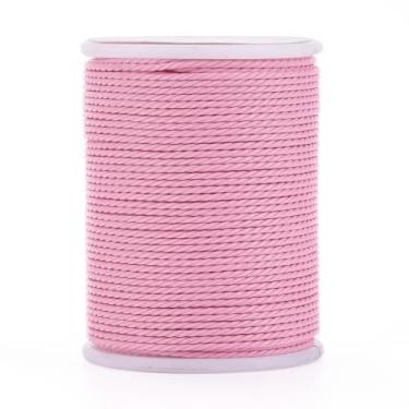 Imagem de Cordão torcido encerado redondo de 1 mm, 12 metros, fio de poliéster encerado, corda para pulseiras trançadas faça você mesmo, colar, joias, artesanato de costura de macramê, rosa