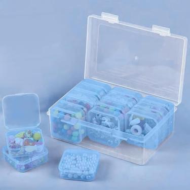Imagem de Caixa de armazenamento de plástico de 12 grades com 12 mini recipientes, estojo organizador de joias transparente para contas, artesanato, pílulas, acessórios, organizador de itens pequenos