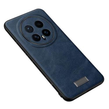 Imagem de POYUFRG Capa fina para Honor Magic 8 Pro/Magic 8, capa de telefone leve de couro de negócios de luxo com capa de proteção de lente com tudo incluído, azul, 8