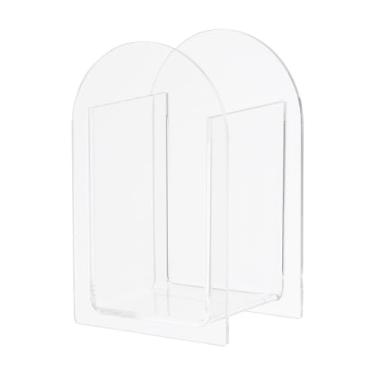 Imagem de Vaso de acrílico 7,5 x 5,5 x 12,5 cm, vaso floral de acrílico transparente, geométrico, para mesa central, decoração de casa, transparente