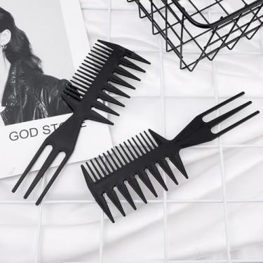 Imagem de Pentes de plástico 3 em 1, pente de cabelo fino e largo, antiestático, cabelo encaracolado, penteado, para homens