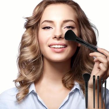 Imagem de Conjunto de pincéis de maquiagem de 5 peças – Pincéis cosméticos profissionais para pó, sombra, base e mistura – cerdas macias e adequadas para viagens