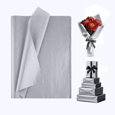 Imagem de 30 folhas de papel de seda em massa, folhas de papel de embrulho de presente para embalagem de presentes de aniversário, festa de casamento (cinza prateado)