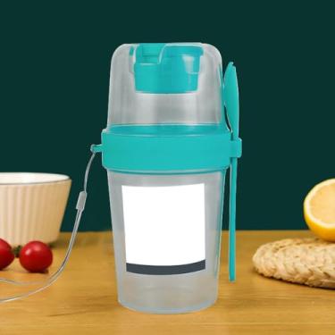 Imagem de Coqueteleira de salada com tampas e garfo, recipiente para salada fresca para almoço, refeição portátil de café da manhã, vegetais e frutas - verde