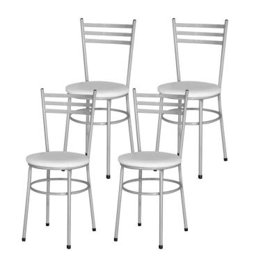 Imagem de Conjunto 4 Cadeiras Epoxi Cinza Para Cozinha Cor:branco