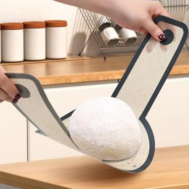 Imagem de 2 peças de forro de silicone para forno de pão antiaderente e fácil de limpar tapete de silicone reutilizável com alças longas (bege)