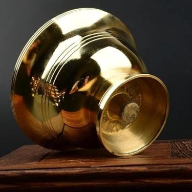 Imagem de Tigela de cobre puro latão pequeno auspicioso tibetano sagrado criativo copo de água chá presente dourado para casa budista decorativo (10 cm)