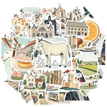 Imagem de 50 peças Vila Medieval Animais do Campo Alimentos Arquitetura de Alimentos Adesivos de Papelaria Material Escolar Adesivos pitorescos Brinquedo para Guitarra Laptop Capacete Skate Laptop Bagagem