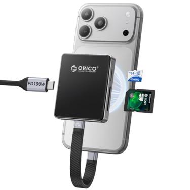 Imagem de ORICO Gabinete magnético M.2 2230/2242 NVMe SSD com leitor de cartão SD/TF 3.0, suporte para gravação iPhone 4K ProRes, porta de carregamento PD100W, suporte para laptop e tablet iPhone 15/16/17
