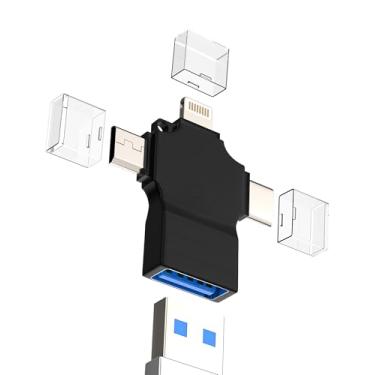 Imagem de Adaptador OTG 3 em 1 USB-C Lightning Micro USB para USB-A fêmea para iPhone 16 15 14 Pro MacBook para iPad, compatível com adaptador Samsung tipo C, conversor de câmera de computador, pen drive
