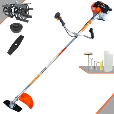 Imagem de Roçadeira Profissional Lateral Vulcan Vr430s À Gasolina 43cc 1,7hp 2t + Enxada Rotativa Duraline Tubo 28mm Eixo 8x9 Es
