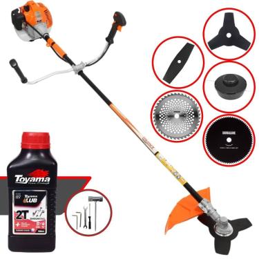 Imagem de Roçadeira Lateral Vulcan Vr520h À Gasolina 52cc 2,5hp + Faca 2 Pontas 330mm + Faca 40 Dentes 255mm + Faca 80 Dentes 255