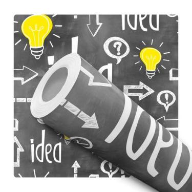 Imagem de Papel de Parede Adesivo Ideia Cinza Amarelo Lâmpada Invenção Escritóri