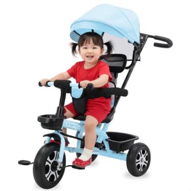 Imagem de Triciclo Infantil com Alça e Capota Atentu Motoca Passeio com Empurrador (Azul)