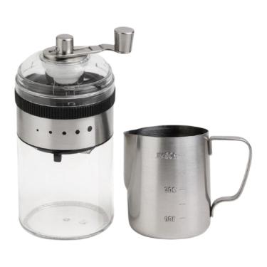 Imagem de Kit Moedor Café Manivela + Jarra Barista Pitcher Inox 350Ml