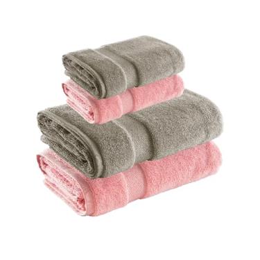 Imagem de Jogo de Toalhas Super Soft Zero Twist 4 Pe�as � Banh�o e Rosto � 500g/m� � Toque Macio, Alta Absor��o e Secagem R�pida � Altihaus (Taupe/Rosa)