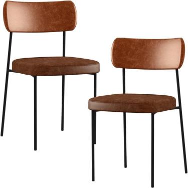 Imagem de Kit 02 Cadeira Para Sala De Jantar Melina L02 Camel Marrom