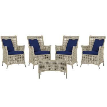 Imagem de 4 Poltronas E 1 Mesa Igapó Alumínio Fendi Corda Náutica E10 Rami